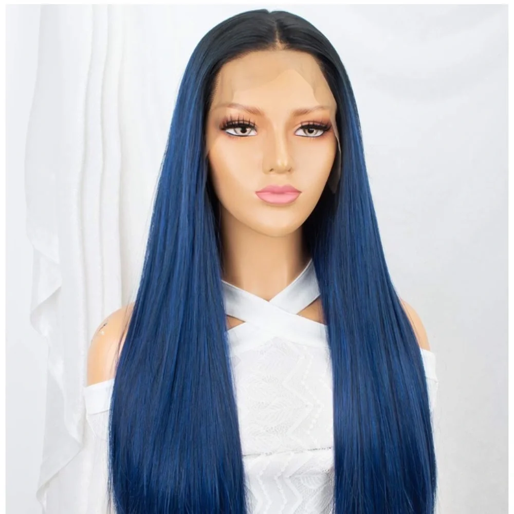 K. Jener 22” Blue ombré straight lace front wig